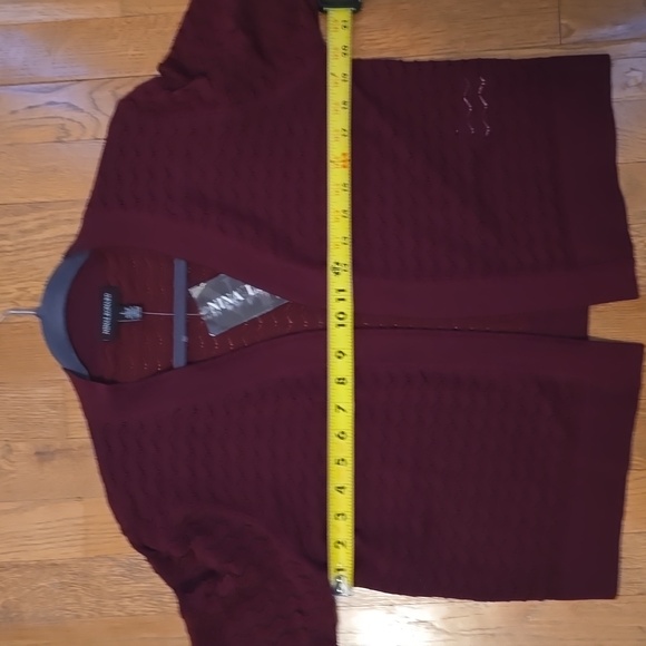 NINA LEONARD BRAND WOMEN'S BURGUNDY WINE OPEN CARDIGAN SHRUG SIZE LARGE - Picture 9 of 15